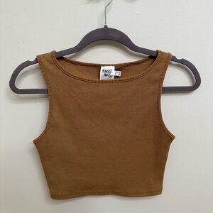 Princess Polly Tan Ribbed Crop Top